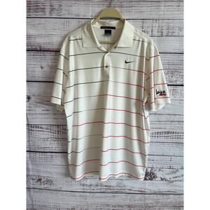Nike Dri-Fit Tiger Woods Collection Polo We-Ko-Pa Golf Club White Red Black Med